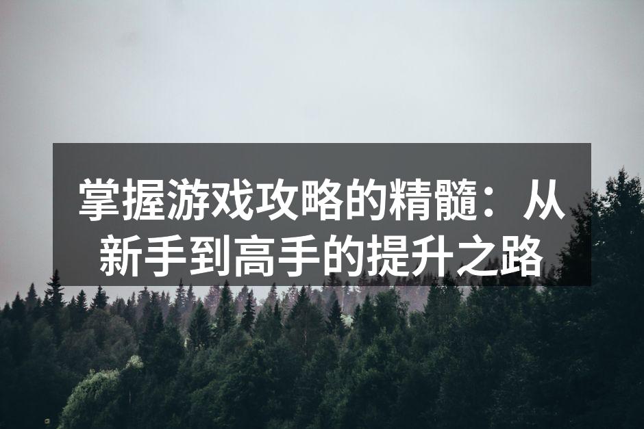 掌握游戏攻略的精髓:从新手到高手的提升之
